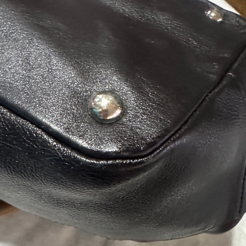 FURLA Two-Tone Leather Satchel Bag - Black & Tan - Picture 10 of 15